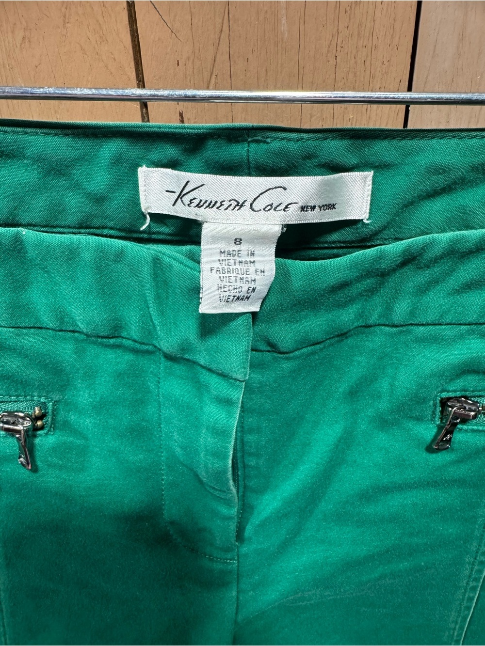 Kenneth Cole Emerald Green Women’s Ankle Pants with Zip Details